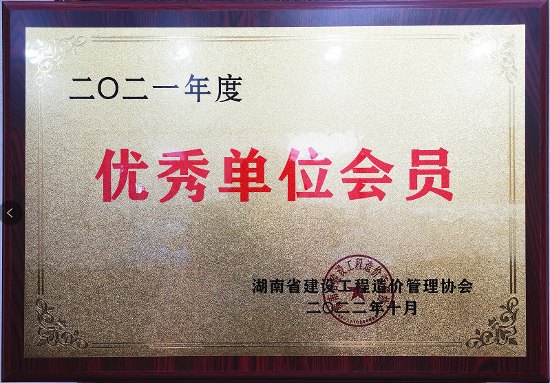 湖南省建设工程造价管理协会优秀单位会员